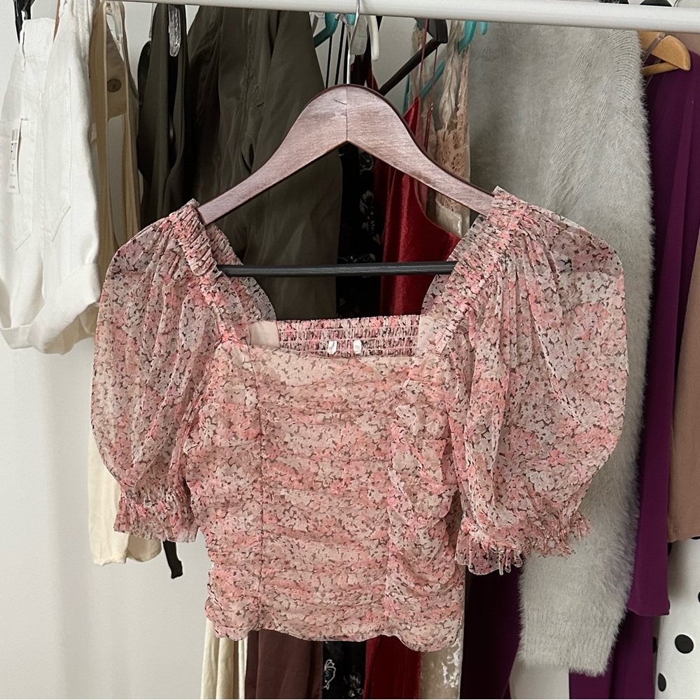 Pink flower crop top